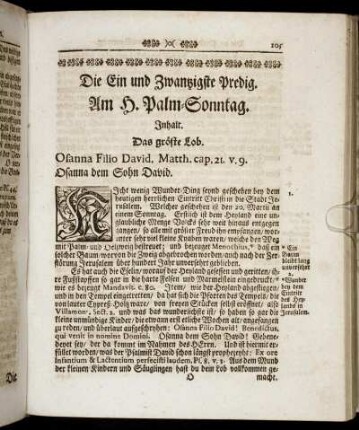 Die Ein und Zwantzigste Predig. Am H. Palm-Sonntag. - Die Fünff und Zwantzigste Predig. Am Heiligen Oster-Montag.