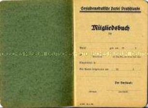 Vordruck eines Mitgliedsbuches der SPD (blanko) mit dem Parteiprogramm von 1925