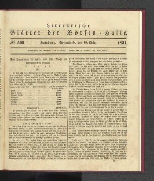 No 590. Hamburg. Sonnabend, den 19. März. 1831.