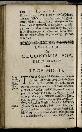 Locus XIII. De Oeconomia Foederis Gratiæ Sub Lege Mosis - Locus XV. De Lege Rituali Mosis