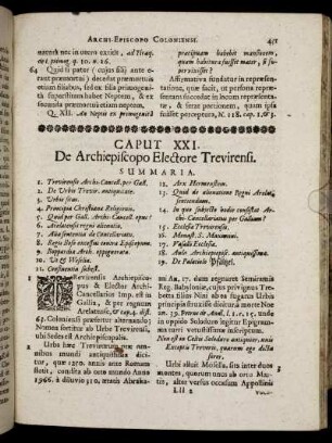 Caput XXI. De Archiepiscopo Electore Trevirensi.
