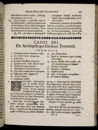 Caput XXI. De Archiepiscopo Electore Trevirensi.