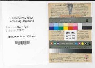 Entnazifizierung Wilhelm Schoenenborn , geb. 28.09.1890 (Schreiner)