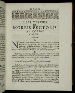 Liber tertius, de Morbis Pectoris, et Cordis.