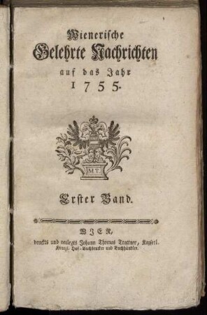 1: Wienerische Gelehrte Nachrichten auf das Jahr 1755