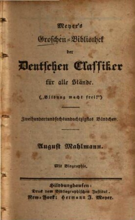 August Mahlmann : Mit Biographie