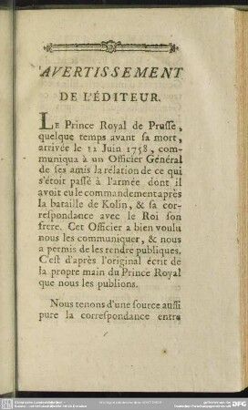 Avertissement De L´Éditeur