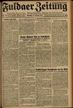 Erste Ausgabe vom Mittwoch, den 18. Oktober 1933.