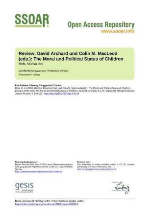 Review: David Archard und Colin M. MacLeod (eds.): The Moral and Political Status of Children