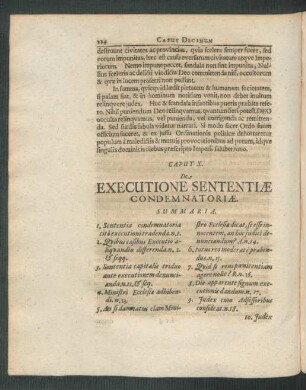 Caput X. De Executione Sententiae Condemnatoriae