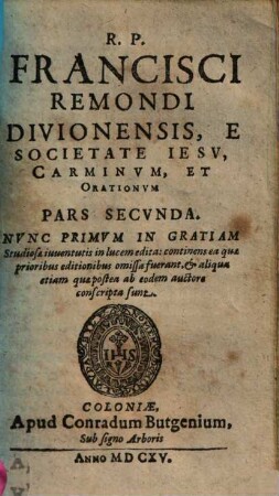 Carminum et orationum pars secunda