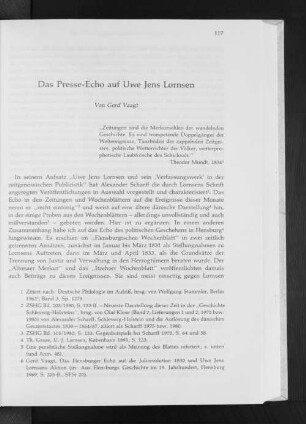 Das Presse-Echo auf Uwe Jens Lornsen
