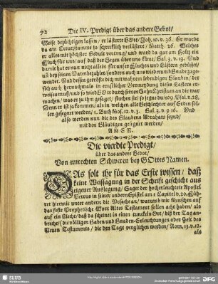 Die vierdte Predigt, über das andere Gebot, Von unrechten Schweren bey Gottes Namen