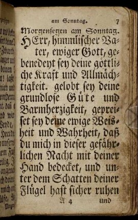 Morgensegen am Sonntag – Abendsegen am Sonnabend