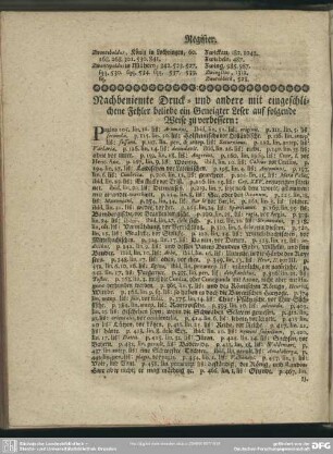 Nachbeniemte Druck- und andere mit eingeschlichene Fehler beliebe ein Geneigter Leser auf folgende Weise zu verbessern