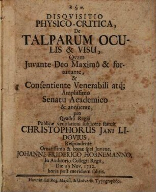 Disquisitio phys. crit. de talparum oculis et visu