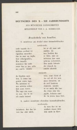 Deutsches Des X--XII Jahrhunderts Aus Münchener Handschriften Mitgetheilt Von J. A. Schmeller.