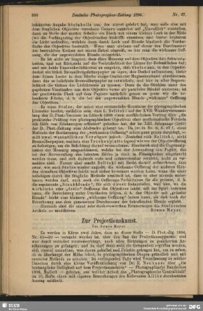 Zur Projectionskunst