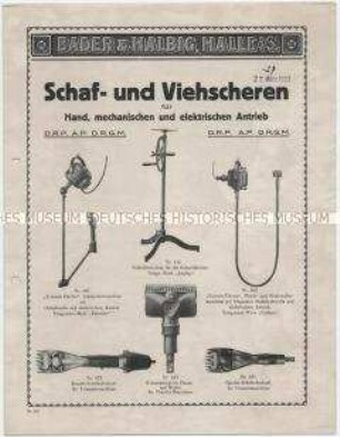 Schaf- und Viehscheren für Hand, mechanischen und elektrischen Antrieb