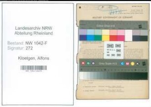 Entnazifizierung Alfons Kloetgen , geb. 05.01.1904 (Rendant)