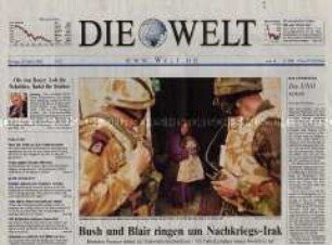 Fragment der Tageszeitung "Die Welt" zum Irak-Krieg