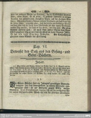 Cap. VI. Beweiset den Satz aus den Gesang- und Gebet-Büchern