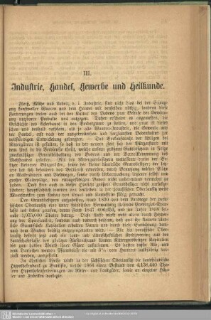III. Industrie, Handel, Gewerbe und Heilkunde