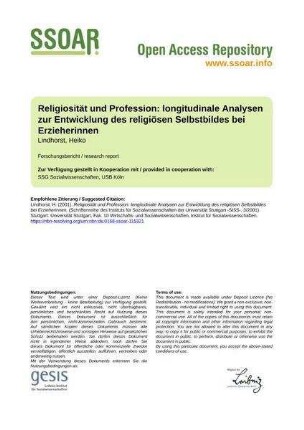 Religiosität und Profession: longitudinale Analysen zur Entwicklung des religiösen Selbstbildes bei Erzieherinnen