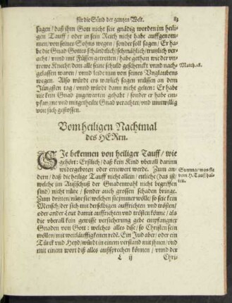 Vom heiligen Nachtmal des Herrn.
