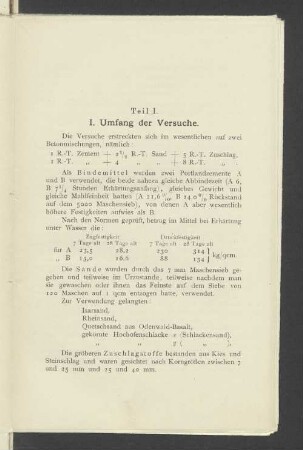 Teil I. Versuche zur Bestimmung der Druckfestigkeit