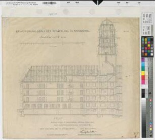 Arnsberg, Regierungshauptgebäude, Längenschnitt G-H