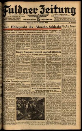 Ausgabe vom Mittwoch, den 27. Oktober 1943.