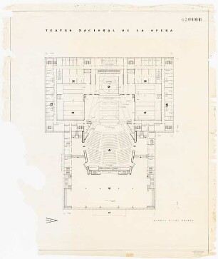 Oper (Wettbewerb), Madrid: Grundriss Bühnengeschoss ca. 1:200