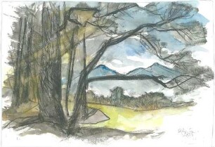 Gsaenger, Gustav; Landschafts - und Gebäudestudien - Berglandschaft (Studie)