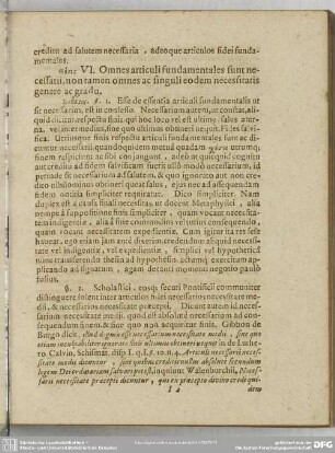 Theps VI. Omnes articuli fundamentales sunt necessarii, non tamen omnes ac singuli eodem necesitatis genere ac gradu