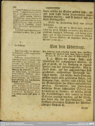 Von dem Uebertrage