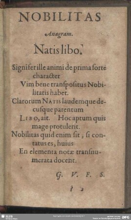 Nobilitas Anagram. Natis libo
