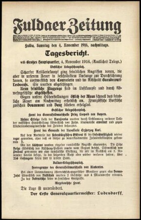 Ausgabe vom Samstag, den 04. November 1916.