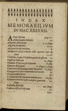Index Memorabilium In Hac Exetasi.