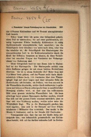 Über ein Beispiel von rascher Verbreitung specifisch leichterer Gasschichten in darunter liegenden specifisch schwereren : Herr v. Pettenkofer hält einen Vortrag