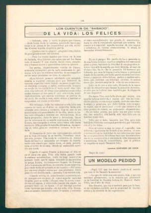 De la vida: los felices : Los cuentos de "Sábado"