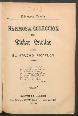 Hermosa colección de dichos criollos