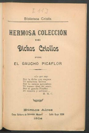 Hermosa colección de dichos criollos