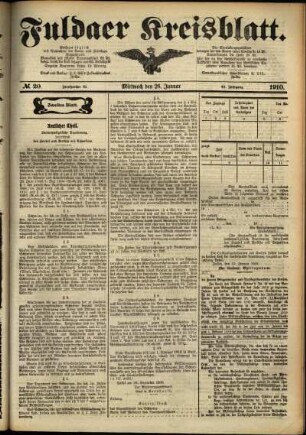 Zweite Ausgabe vom Mittwoch, den 26. Januar 1910.