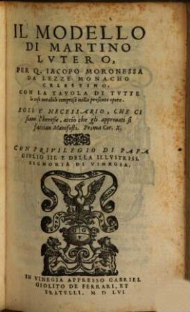 Il modello di M. Lutero ...