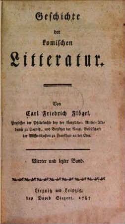 Geschichte der komischen Litteratur, 4