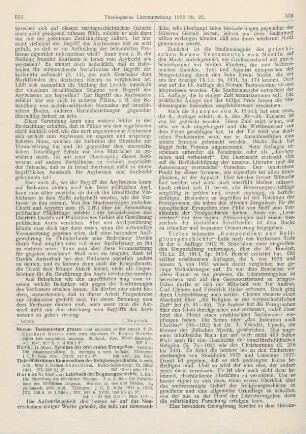 531-533 [Rezension] Nestle, Eberhard, Novum Testamentum Graece cum apparatu critico, novis curis elaboravit Erwin Nestle. Editio latis marginibus impressa