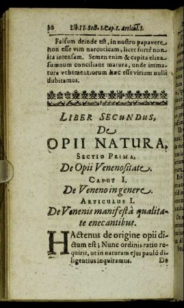 Liber Secundus, De Opii Natura.
