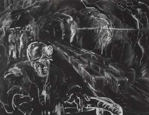 Bergmänner am Füllort vor der Ausfahrt (Untertage III)
