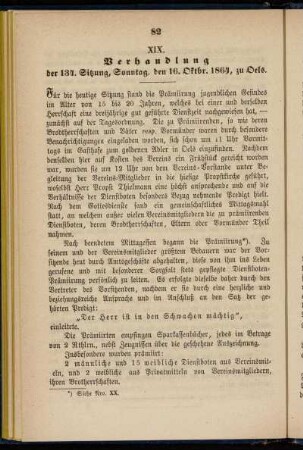 XIX. Verhandlung der 134. Sitzung, Sonntag, den 16. Oktbr. 1864, zu Oels